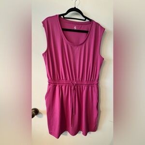Pink Sleeveless Dress with Drawstring Waist